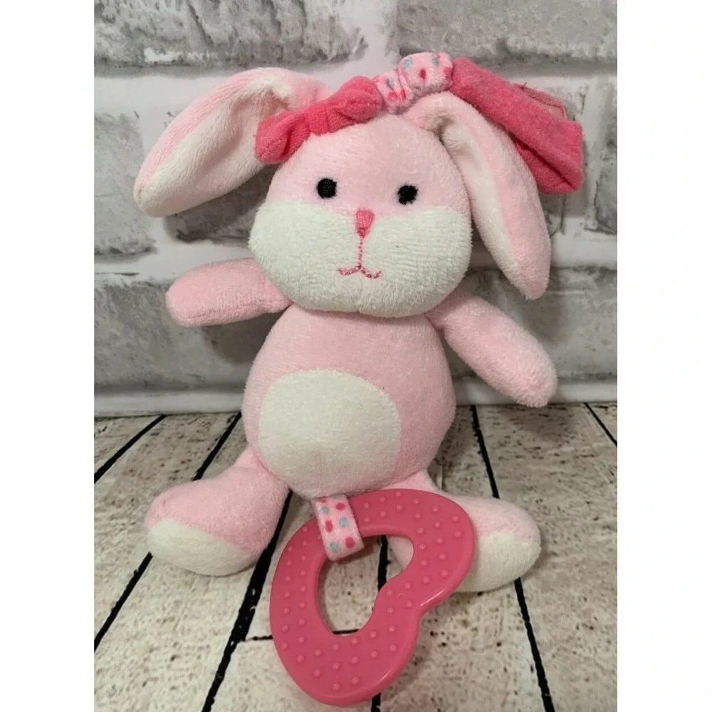 Carters Child of Mine small plush pink bunny rabbit hanging crib teether rattle